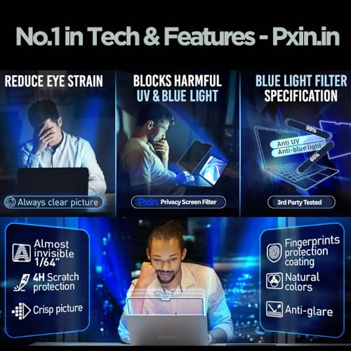 Image of Pxin Surface Pro 11th Gen - 13 Inch Touch Privacy Screen | Digital EyeCare Filter | 99% UV (A /B /C) Block | Anti Glare | Side View Blocker | Adv. Privacy Protector