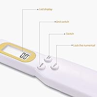 Vista 3 de Báscula electrónica de cuchara de alimentos de 17.64 oz/0.00 oz con peso para gramos y onzas, báscula digital de cocina con mango y boquilla