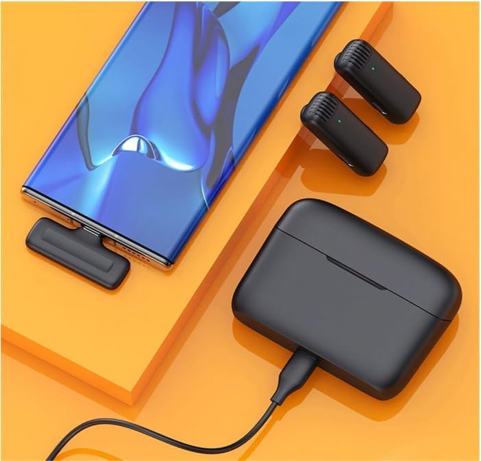 Image of Wireless Mic with Noise Cancellation | Dual Channel Mic Wireless | Microphone for Video Recording, YouTube, Vlogging, Live Streaming | Charging Case Included-J11-Black