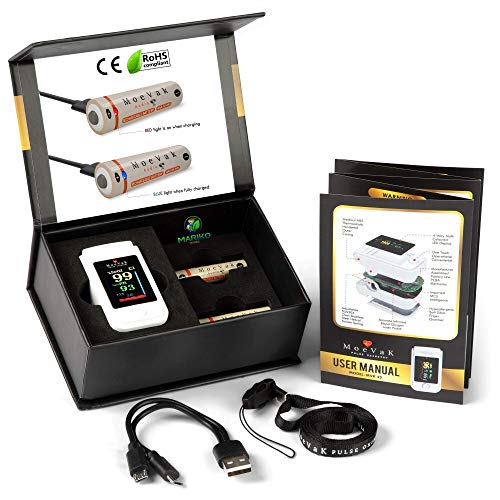 MoeVaK MVK22 Premium Portable Athletic & Aviation Pulse Oximeters Spo2 Fingertip Oximeter Sensor Adult Heart Rate o2 Oxygen Saturation Monitor Blood Meter Finger Pulse Ox Plus Oximetry Oxigen Readings