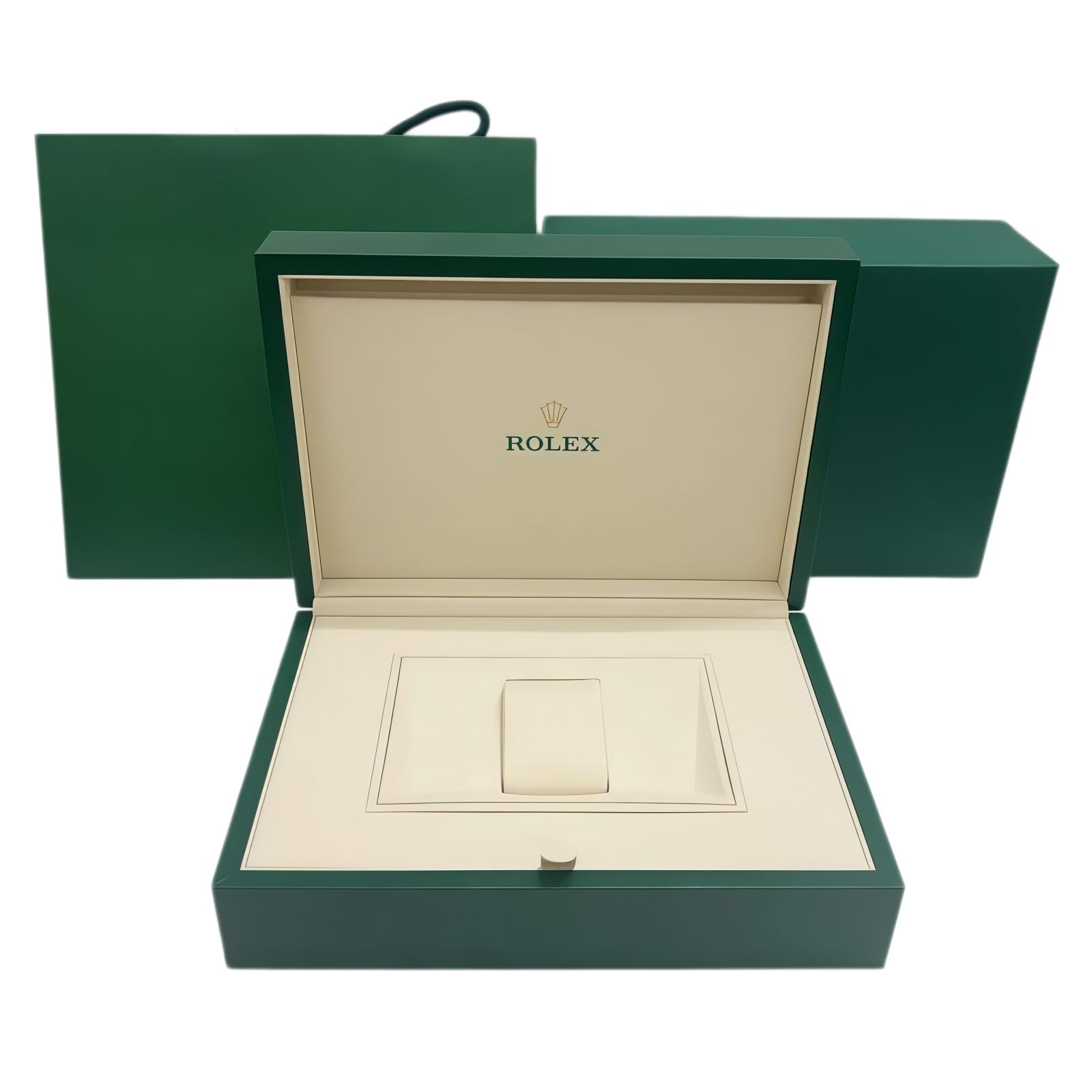 Set Caja Display Reloj Verde Oscuro Gran Compartimento Estuche Almacenamiento Laca Madera Cierre Metal Cojín Set para Rolex Box