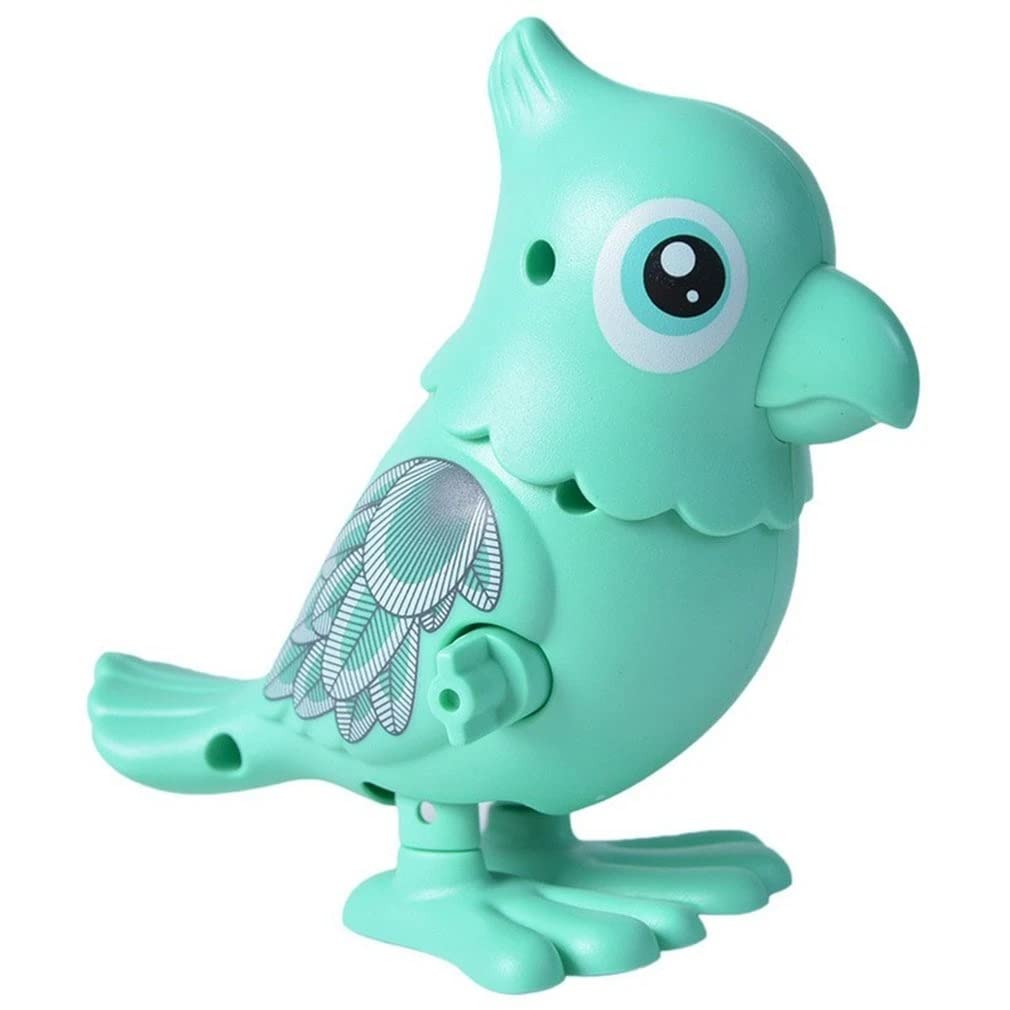 FunBlast Wind Up Parrot Toy - Green, Colorful Press and Go Cute Parrot with Key Winding UP and Moving Head for Toddlers, Boys, Girls