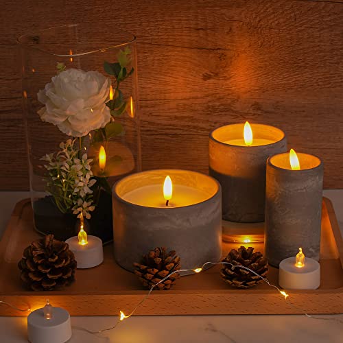 Patiphan SN088 Flameless Candles Battery Operated: Grey Concrete Led Pillar Candles Flickering thumb #5