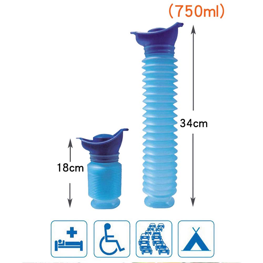 BOLLAER Emergency Urinal for Car, 750ML shrinkable Urinal Portable Mobile Toilet Potty Pee Urine Bottle for Kids Men Women, Reusable Emergency Urinal for Car Travel
