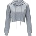 Produktbild ISSHE Hoodie Sweatshirt Damen Cop Top Langarm Kapuzenpullover Kurze Pullover mit Kapuze Hoodies Frauen Kapuzen Oversized Hoodie Sweatshirts Kapuzensweatshirt Pullis Langarmshirt Pulli Cool Grau S