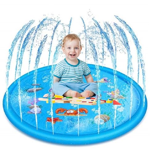 Kinder Sprinkler,Sprinkler Wasser Spielmatte,Splash Pad,Wasserspielzeug Kinder Spielzeug für Draußen Outdoor Garten,100C...