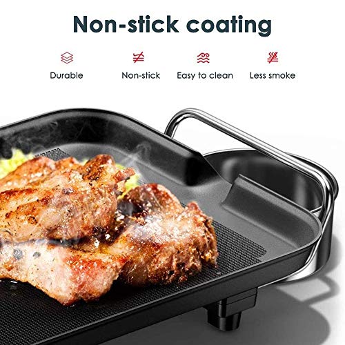 SEAAN Electric Teppanyaki Griddle Grill Indoor Non-Stick Table Top BBQ Grill Smokeless with 5-Level Temperature Control,for 1-4 People (19\'\'x11\'\')
