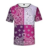 Ximenper Bandana Hoodie for Men Women Bandanas 3D Print Clothing Joggers Pants Shorts Shirts Top Set Outfits Zipper Jacket(Purple T-shirts,XL)