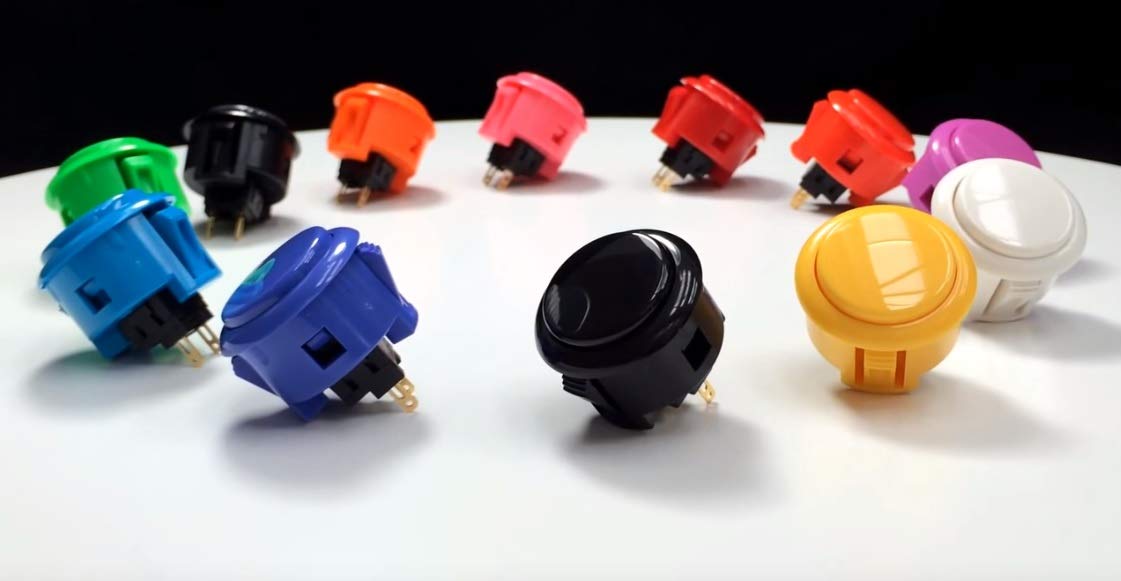 Digitalkey Set 6 Pulsanti SANWA OBSF-30-B - Bottoni Arcade Gamepad per Cabinati e Bartop (Blu)