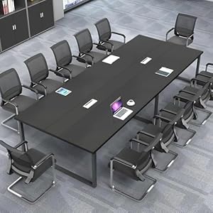 ZRBDDEF Großer Konferenztisch Büro – Moderner Besprechungstisch mit Kabelmanagement, Rechteckiger Meetingtisch für 8–12 Personen, Stabiler Metallrahmen (ohne Stühle)
