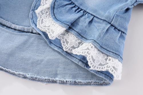 Image of Peacolate 6M-4Years Spring Fall Baby Girls Clothing Set 3pcs Long Sleeve Dress Denim Jacket and Jeans