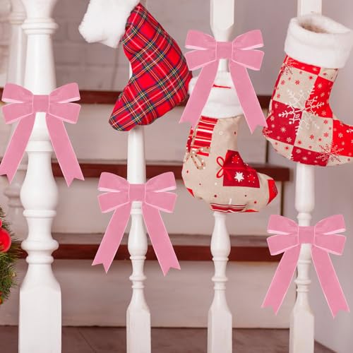 Image of Tsorode 10 Yards Pink Velvet Ribbon for Christmas Tree,1 Inch