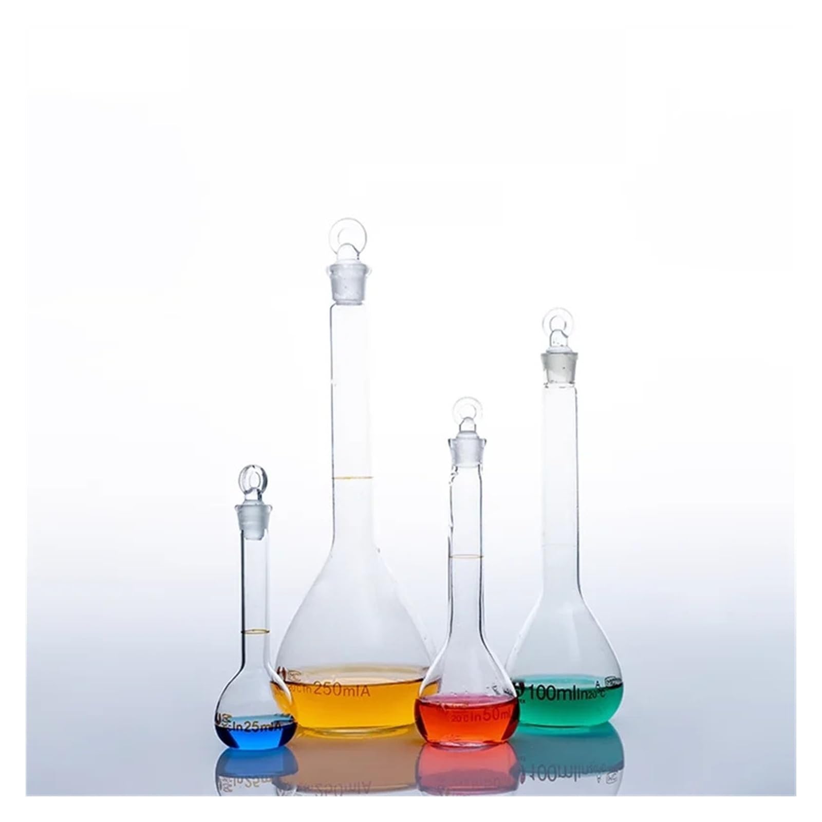Matraz aforado de borosilicato, Frasco de Volumen Fijo, tapón de Boca de molienda, matraz volumétrico de Vidrio for experimentos(200ml)