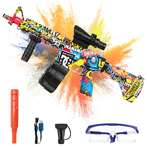Gel Gun Blaster, RenFox Pistolet à Billes en Gel, Jouet de Tir Extérieur avec Portée de 15 à 20 m, Pistolet Jouet Électrique avec Lunettes et 2 Modes, Recommandé pour Les 14+