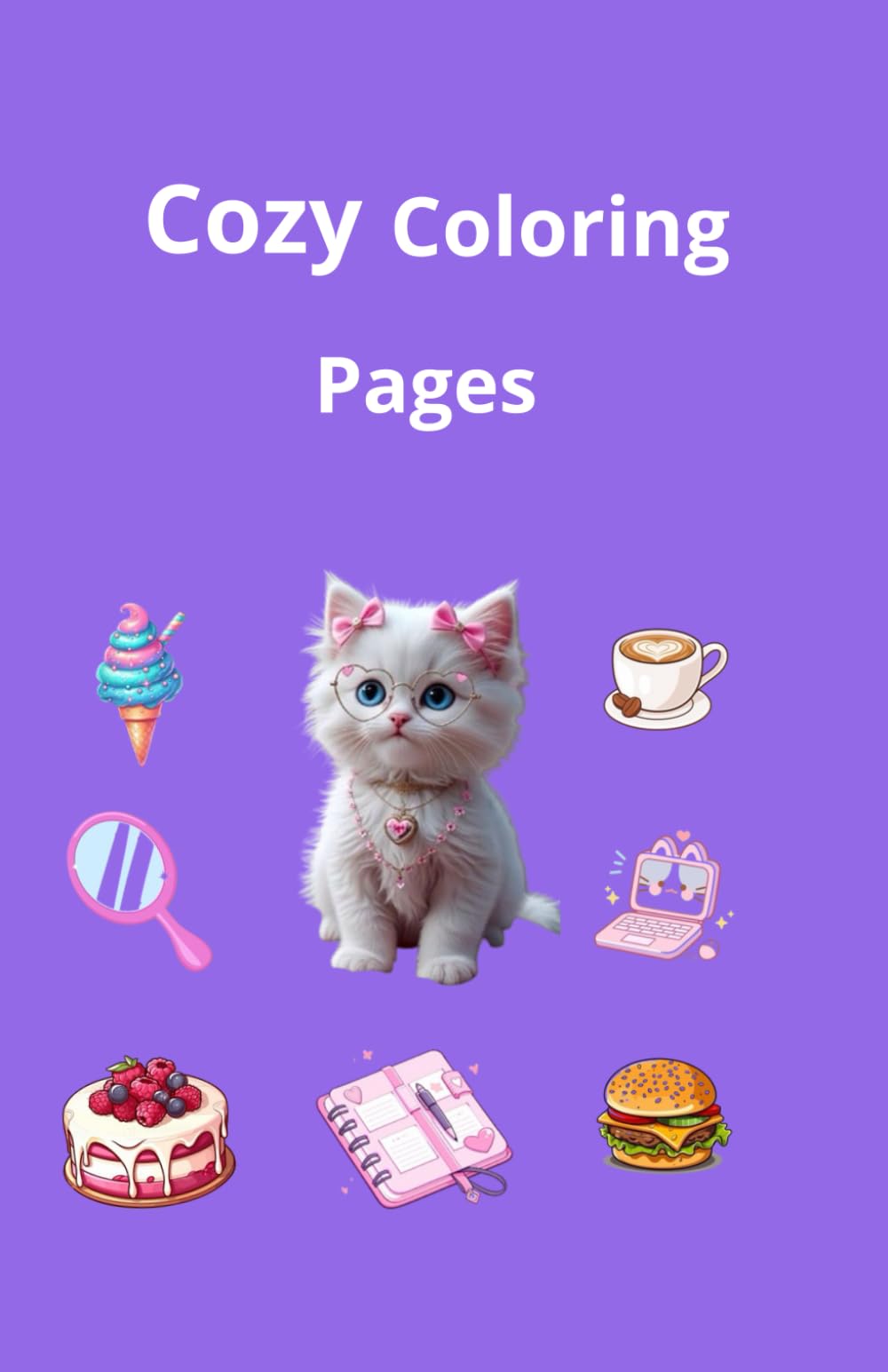 Cozy Cute Coloring Book for Adults: Relaxing Simple Designs of Cozy Rooms, Cute Cats & Calm Moments