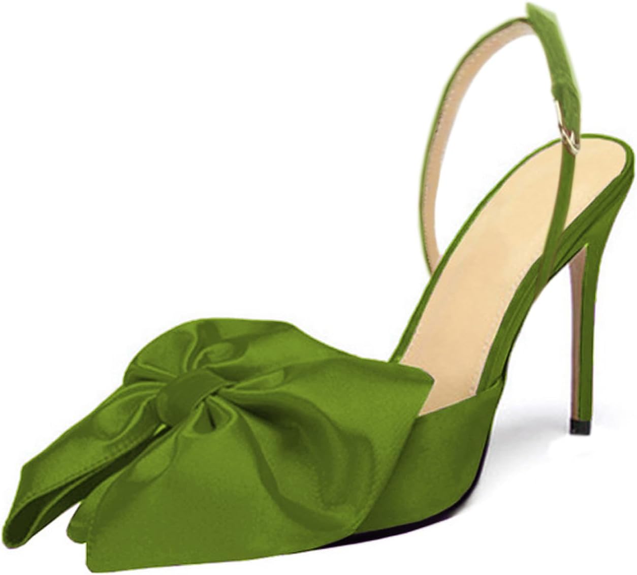Emiwey Women's Bow-Knot Pointed Toe High Heel Stiletto Pumps Dress Party Ladies Sandals Shoes Green 10 M US