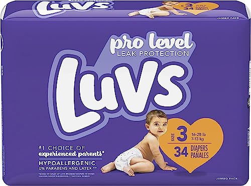 Image of Luvs Size 3 Baby Diapers, Platinum Protection Bluey Diapers for Day & Night, Size 3, 34 Count (Packaging May Vary)