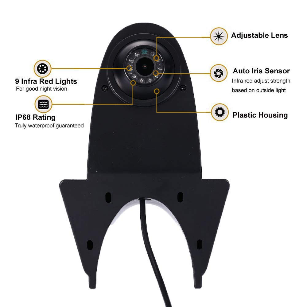 HD 720p derde dak top mount remlicht camera achteruitrijcamera compatibel met MB Sprinter W906 Crafter Ducato Transit en vele types meer bestelcamera, complete set met 4,3 inch monitor