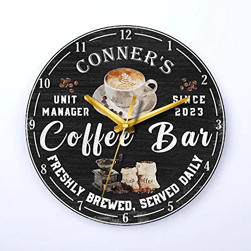 V VIBEPY 2D All Over Printed Coffee Bar Wood Clock,