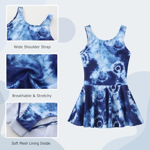 Image of Aisyee Girls One Piece Swimsuits Swim Dress for Girls Skirted Bathing Suit Hawaiian Skirt Swimwear 3-16 Years
