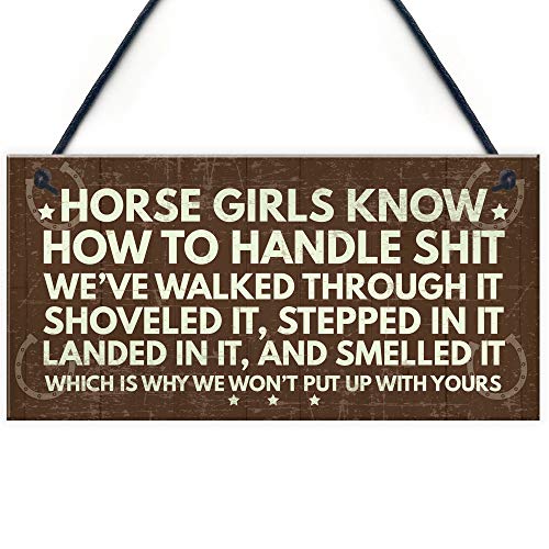 RED OCEAN Horse Signs Funny Hanging Plaque Horse Signs For Bedroom Signs About Horses Keepsake Gift