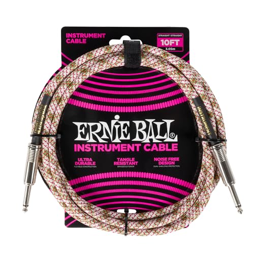Image of Ernie Ball Braided Instrument Cable Straight /Straight 10ft - Emerald Argyle (P06426)