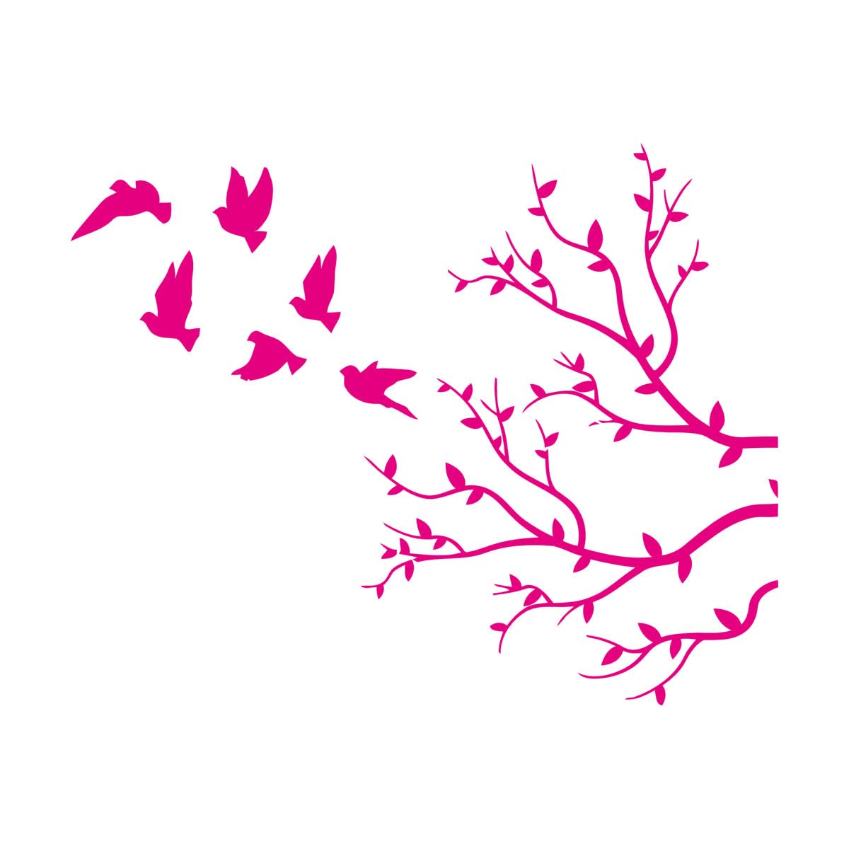 Birds Tree Branch Living Home Design Fine Carving Stickers 54x69.8cm Easy Installation Large Rosered