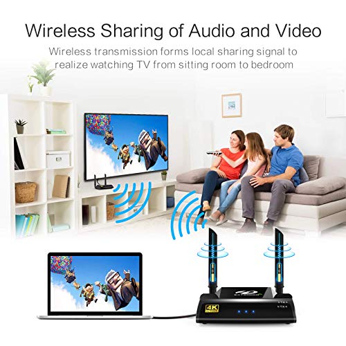 PAKITE Wireless HDMI Transmitter and Receiver,5G 4K Ultra HD Wireless HDMI Extender for TV Audio Video, 2160P 3D with IR Remote Control Support 656FT Transmission for Projector Monitor Home Use