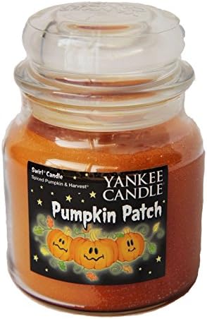YANKEE CANDLE Pumpkin Patch 2015 Halloween Swirl Candle Spiced Pumpkin & Harvest 13oz Medium Jar Candle