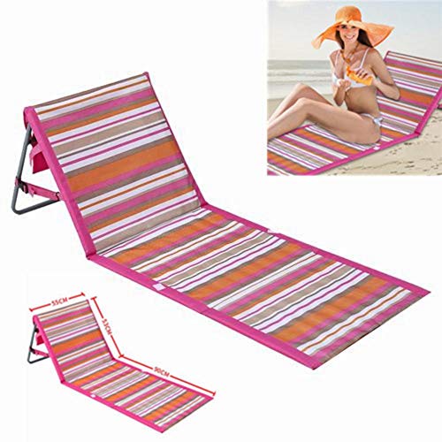 Silla plegable portátil Beach Mat Lounge, sillones reclinables con cubierta de toalla...