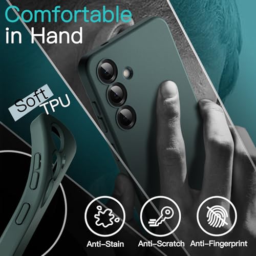 Image of JETech Slim Fit Cover TPU Case for Samsung Galaxy S25 5G, Camera Lens Full Protection, Soft TPU Thin Protective Phone Cover with Matte Finish, Shockproof (Midnight Green)