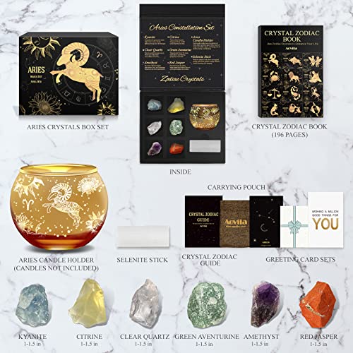 Image of Aovila Aries Birthday Gifts for Women - Aries Candle Holder Crystals Birthstones Gifts Box Set - Zodiac Gifts Astrology Horoscope Gifts Birthday Gifts for Her Mother Sister Best Friends