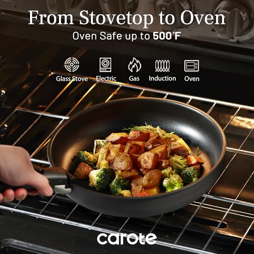 Image of CAROTE 20pcs 4-Ply Premium Hard Anodized Pots and Pans Set Non Stick with Detachable Handle, Dishwasher /Oven Safe, RV Kitchen Cookware Set Nonstick, Induction Cookware, Large Capacity Pans and Pot Set