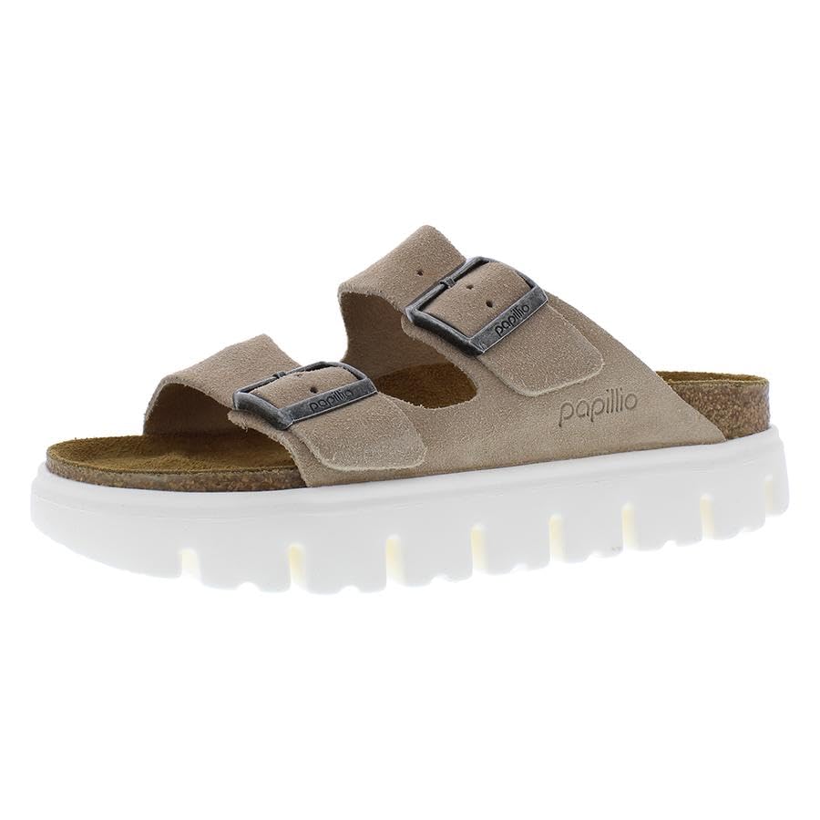 Image of Birkenstock Women's Arizona Chunky Sandals, Warm Sand, Tan, 5-5.5 Narrow US