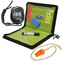 Taktiktafel Fußball, Coaches Taktikboard Fussball, Tragbar Trainer Taktikmappe, Klappbar Trainermappe mit Magnetische Große Schachfiguren, Stoppuhr Timer, Schiedsrichter Pfeifen, Schwamm, Marker