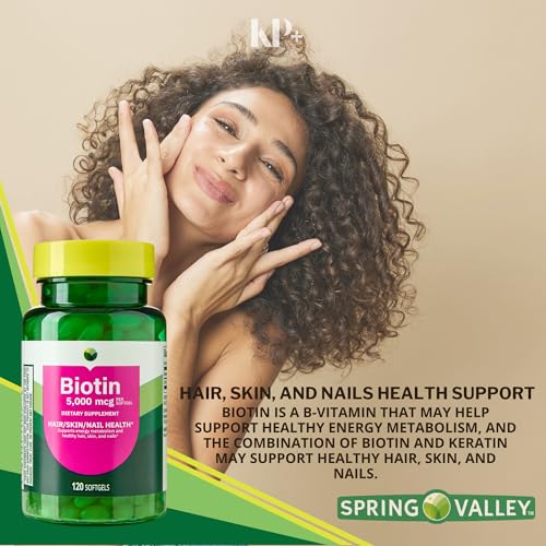 Image of KP+ Biotin 5,000 mcg | Hair, Skin & Nail Health | Gluten Free | 120 Softgels | Pack of 2