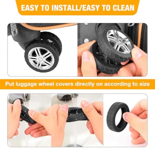 Image of PALAY 8 Pcs Luggage Wheel Silicone Protector Cover, Silent Wheel Cover