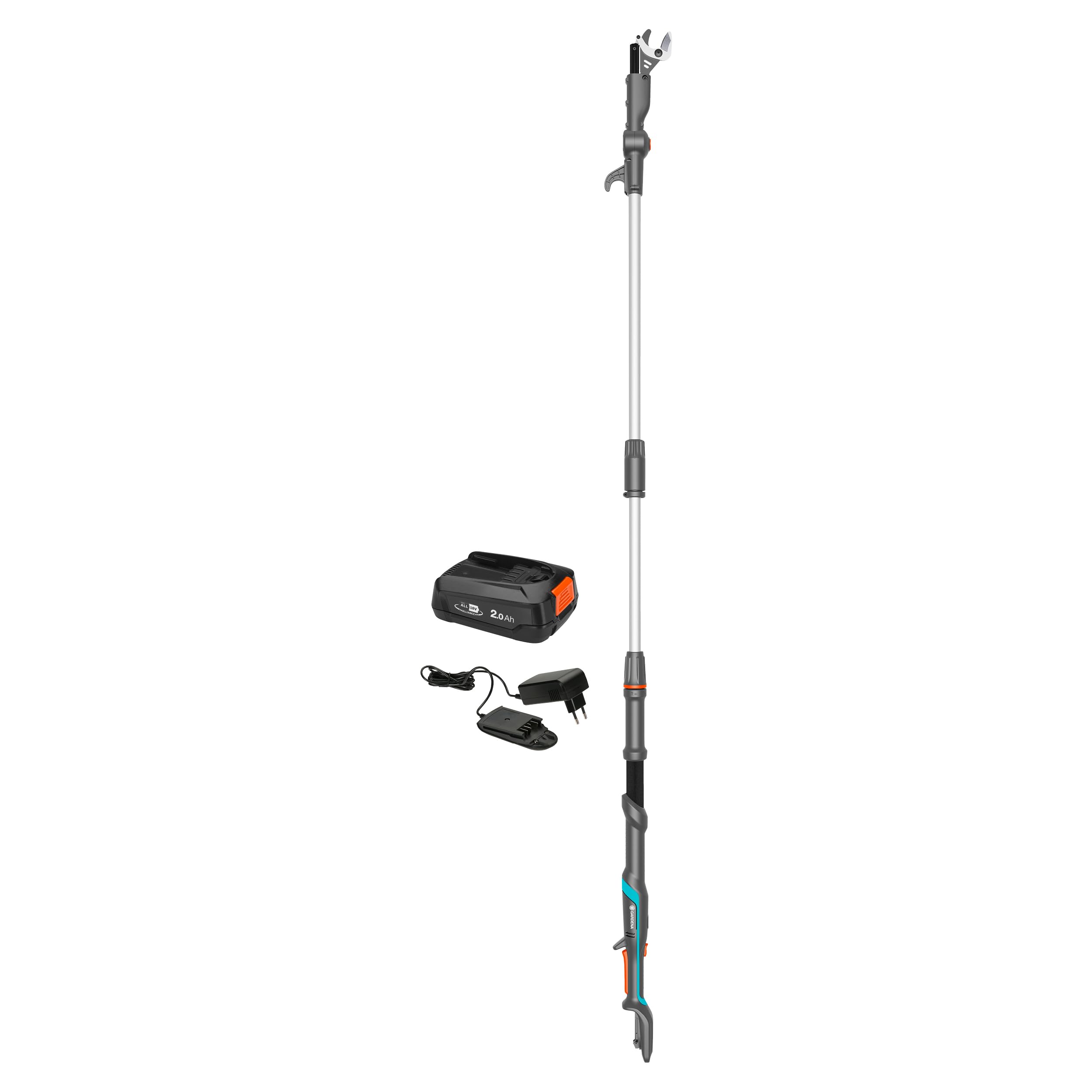 Gardena Troncarami Telescopico A Batteria HighCut 250/18V P4A Set Pronto all'Uso: Telescopico, Fino a 4 m di Distanza, Lame in Acciaio, Testa Girevole, Senza Fili (14774-20)