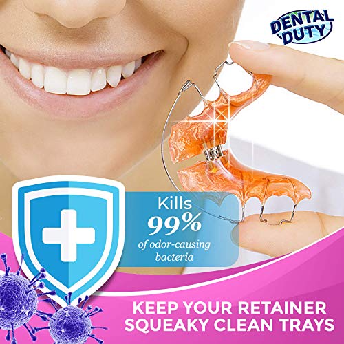 Dental Duty Retainer and Denture Cleaning Tablets -(2 Months Supply)- Cleaner Removes Bad Odor, Plaque, Stains from Dentures, Retainers, Night Guards, Mouth Guards & Dental Appliances. Made in USA.