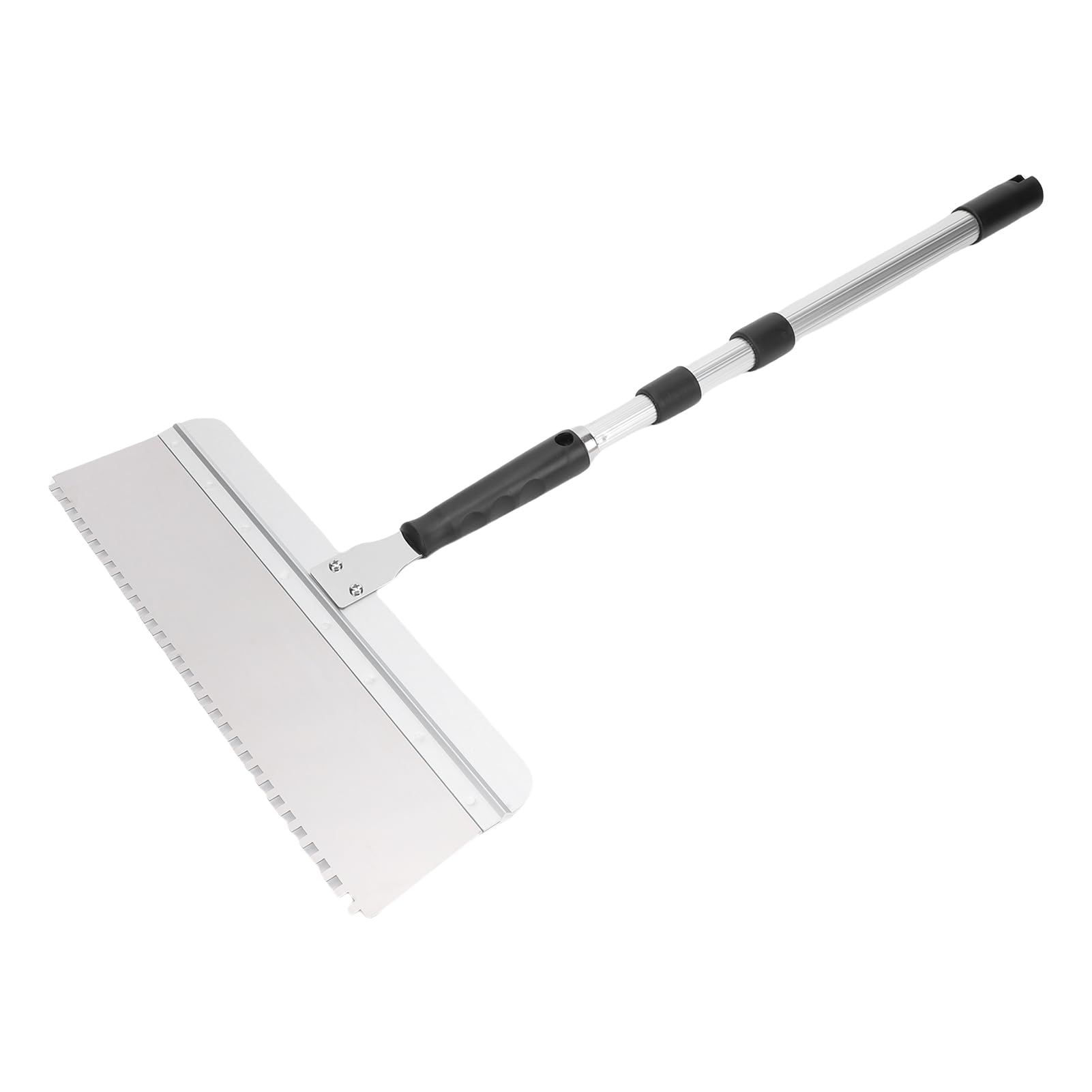 Juego de raspadores de suelo de 40,6 cm, hoja intercambiable con mango roscado, espátula de goma ajustable con muescas para autonivelación, ideal para limpieza de azulejos y concreto