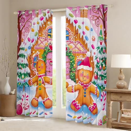 Homemissing Kids Pink Merry Christmas Curtains for Bedroom (2 Panels - Image 2