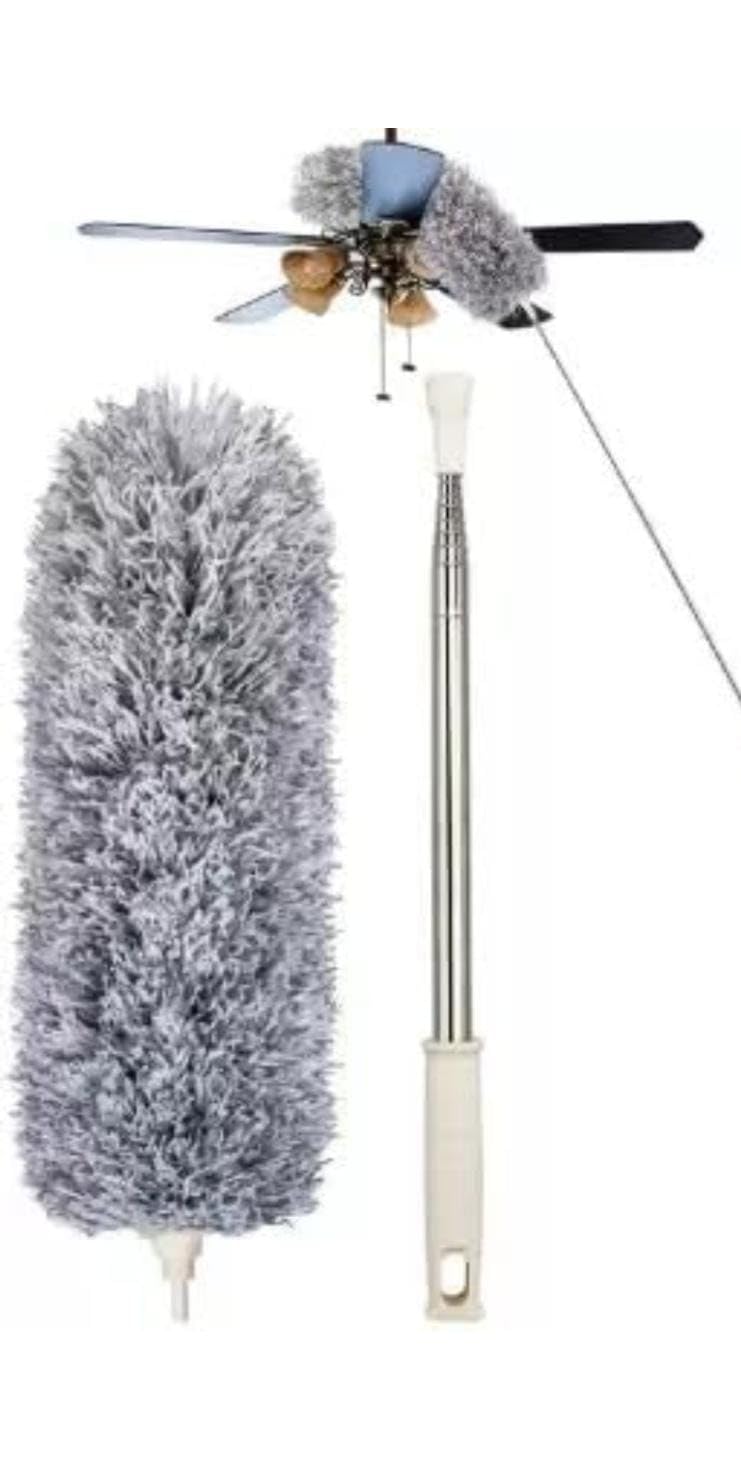 12 feet Fan mop Microfiber Duster with Rod, Bendable Head | Detachable Head & Pole, Washable Duster Head, Silicon Rubber Cap, Ceiling Fan Cleaning, Stainless Steel Rod-image-9