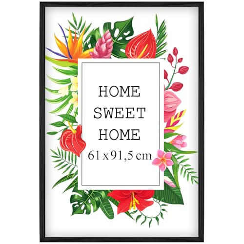 MG Design Schwarz Bilderrahmen 61 x 91,5 cm – Aus echtem Holz mit Acrylglas, zum Aufhängen & Aufstellen, für Fotos, Poster & Puzzle