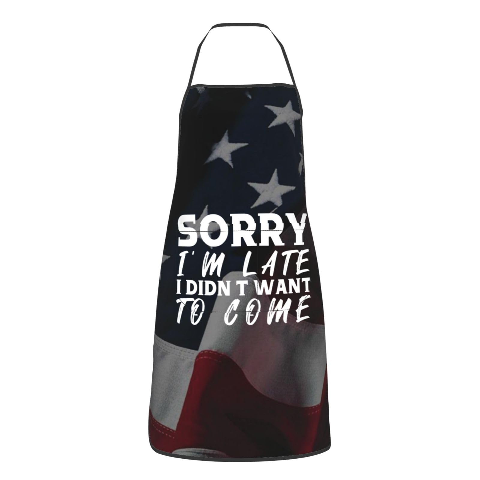 nopicsn Sorry I'm Late I Didn't Want to Come Apron for cooking with Pockets Women Men Kitchen Chef Funny Aprons