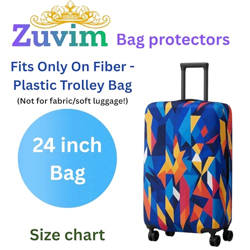 Image of Luggage Cover Trolley Covers for Suitcase Washable Dust Proof Anti-Scratch Protector Polyester Printed Stretchable Fabric (Fits Fiber /Plastic Trolley Bags Only) (Rainbow, 24 Inch)