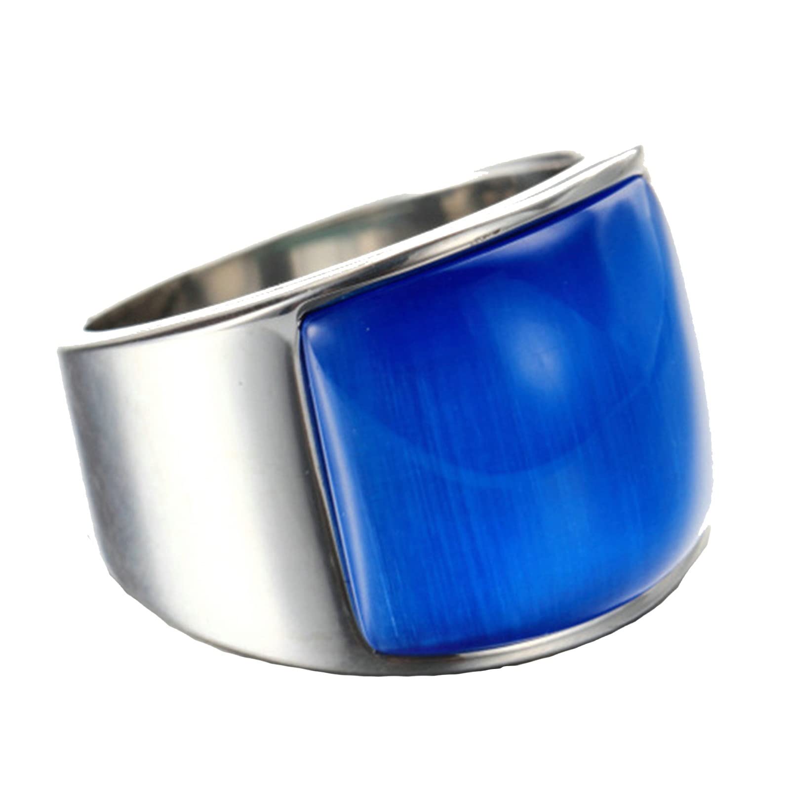 Anello Acciaio Inox Anello Donna Uomo Anello in Oro con Pietra Occhio di Gatto Anello Fidanzamento Pietra Blu/Bianco/Verde Taglia 15 to 27