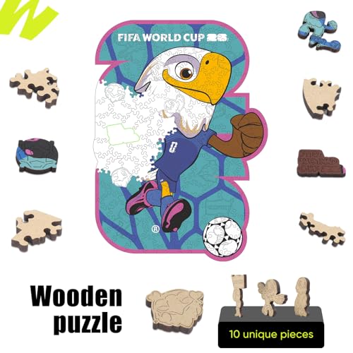 Image of FIFA World Cup 2026 Wooden Puzzles for Kids & Adults,USA masco temblem150 Pieces, Unique Shape Jigsaw Puzzle, 5MM Thick, Officially Licensed Product