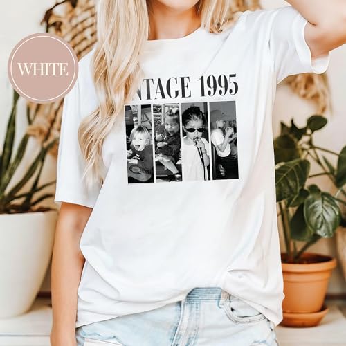 Custom Vintage 30th Birthday Photo and Year Shirt, Custom Shirt with Picture 30th Birthday, Personalized 1995 Gift, Est 1995 Tshirt Multi4