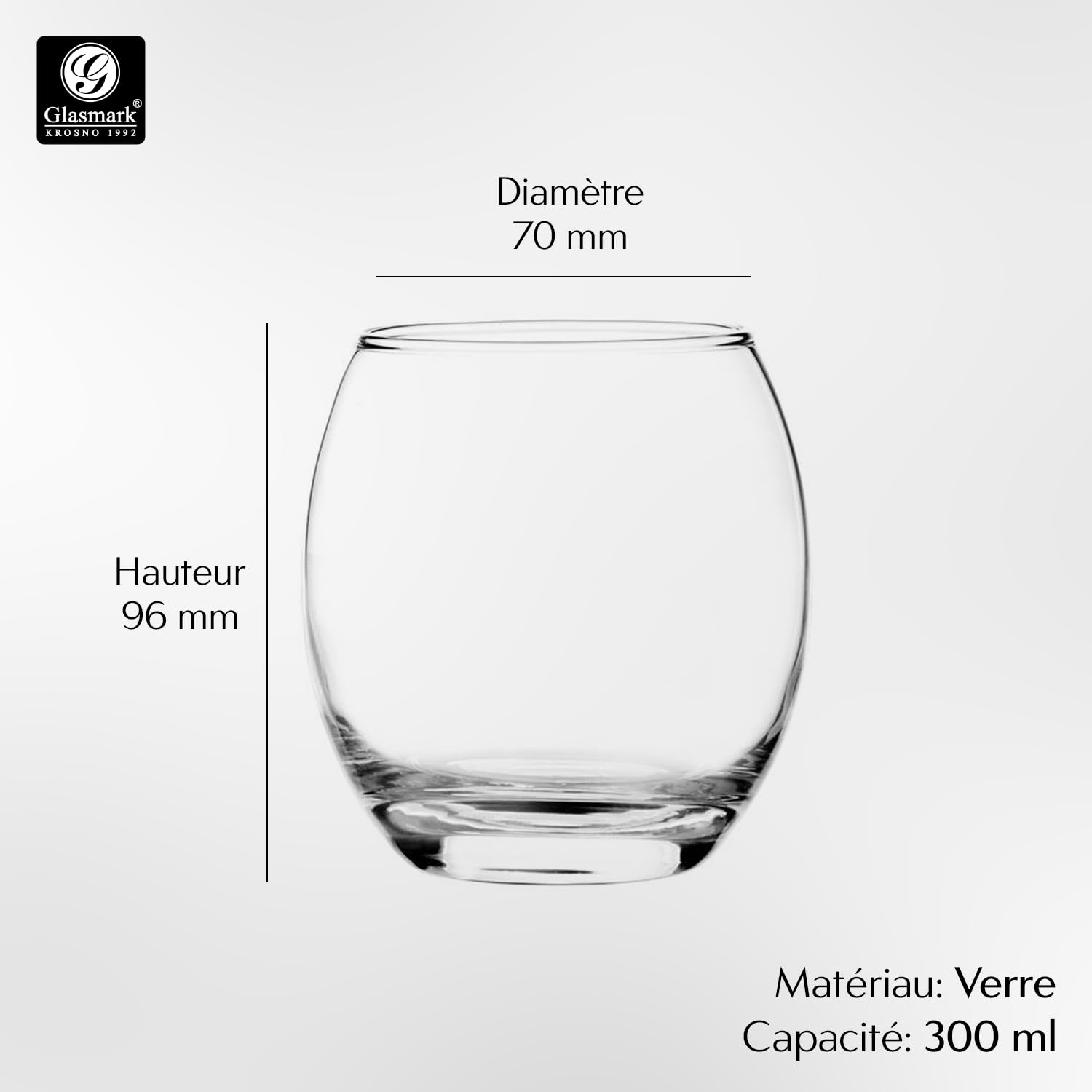 Lot De 6 Verres 6 Verres Bas 310ml Glasmark Krosno - Pour Whisky, Jus Et Cocktails - Lave-vaisselle Safe - Design élégant Verre A Eau