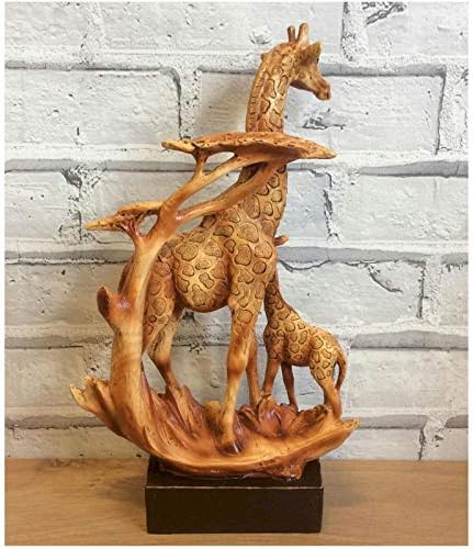 Naturecraft Wood Effect Giraffe and Baby on Base Ornament Figurine